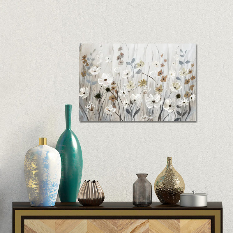 " Misty Meadow Field " by Nan, Wrapped Canvas, 12" H x 18" W x 1.5" D, No Frame