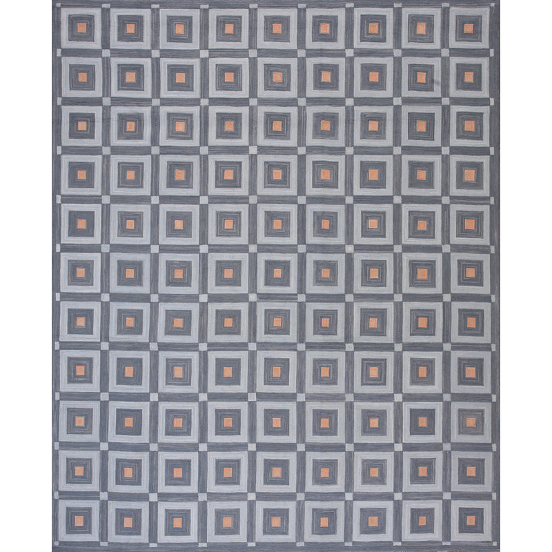 American Hooked Wool Geometric Area Rug