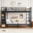 Teen Bedroom And Small Dorm Modern Metal Bunk Bed, Twin XL Over Twin XL With Built-In Storage And Pegboard, Sleek Black-323081293