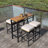 5-Piece Outdoor Acacia Wood Bar Height Table And Four Stools With Cushions