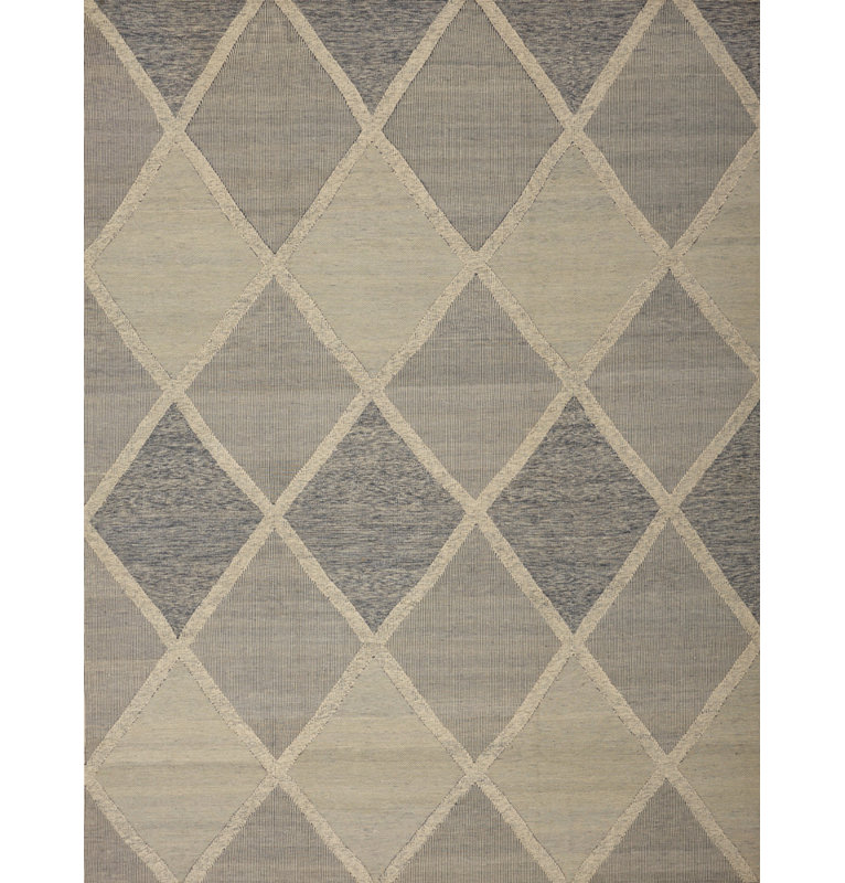 Moroccan Geometric Area Rug in Blue/White
