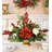 Red Berry, Hydrangea & White Rose Centerpiece with in  Gold Vase