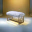 Banc Bagley II en fausse fourrure blanche et finition dorée