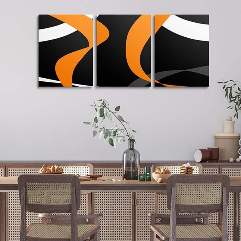 3 Piece Wrapped Canvas Print, Orange