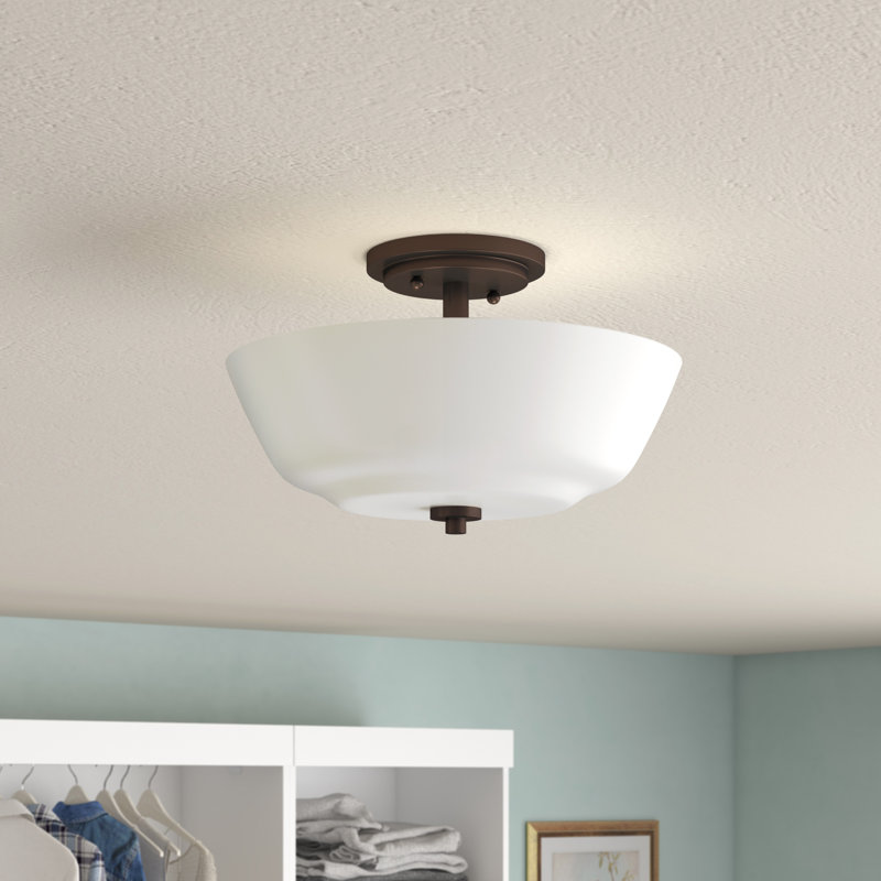 Torbett Glass Semi Flush Mount, Forest Bronze