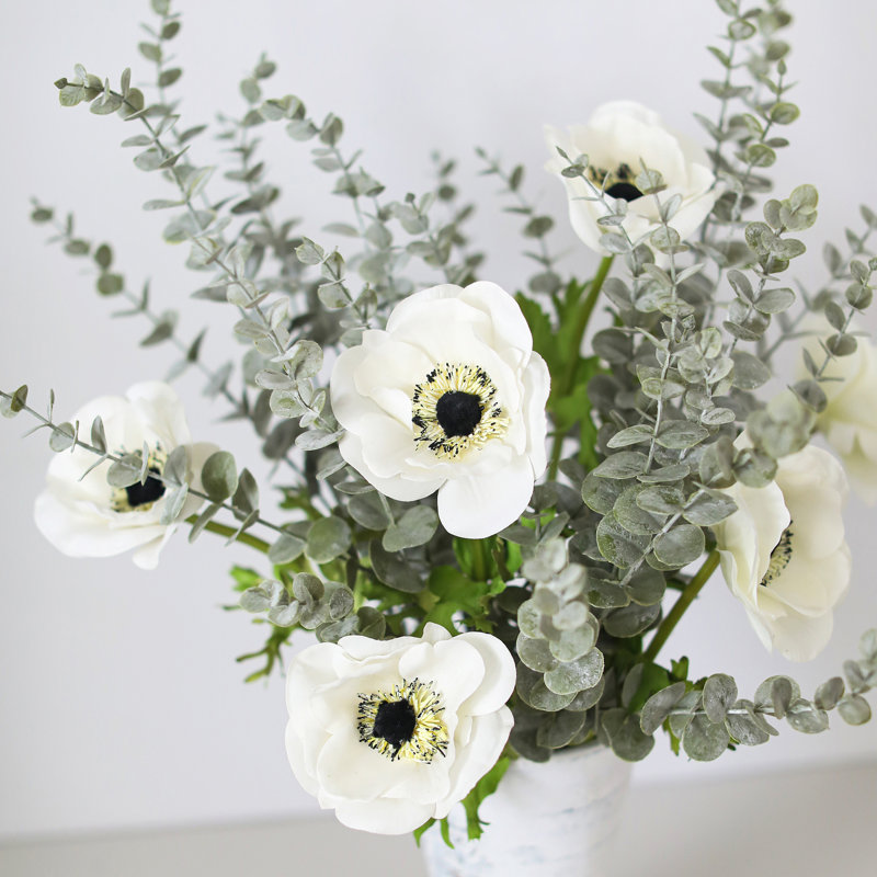Real Touch Anemone Faux Floral, White