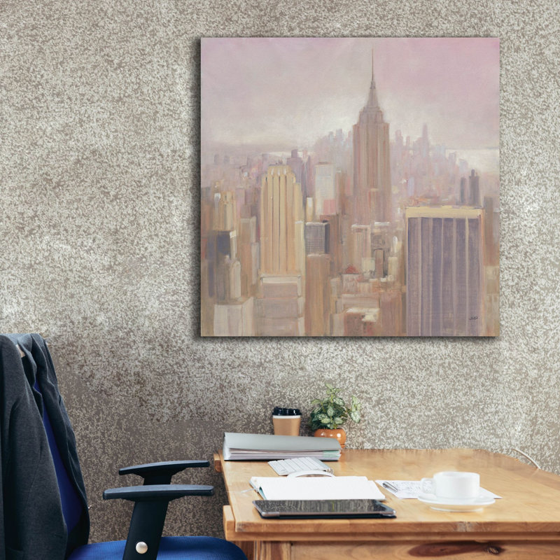 «Manhattan In The Mist V2» par Julia Purinton, art mural sur toile, 26 po x 26 po, H 37 po x l 37 po x P 1,5 po