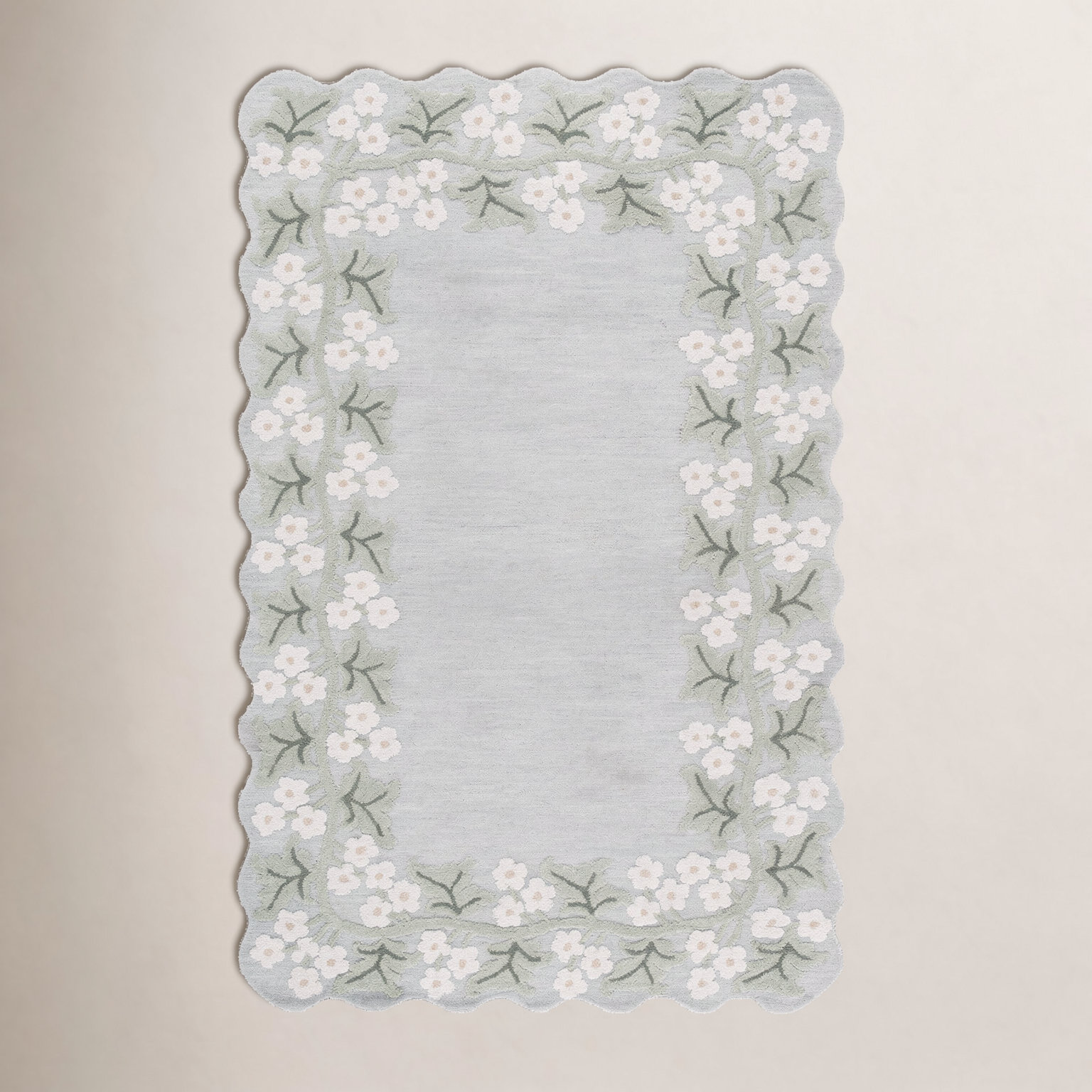 Hand-Tufted Wool Floral Rug, Rectangle 6' x 9'