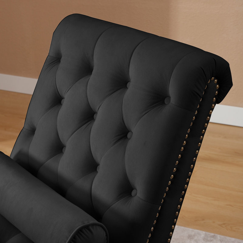Chaise longue Naes, Velours noir