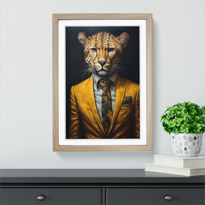 Cheetah In A Suit No.2 - Single Picture Frame Print on Wood