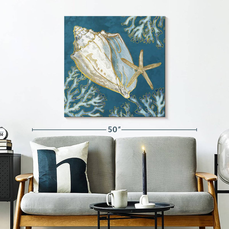 Aletra Playa Shells Indigo III, 30" H x 30" W