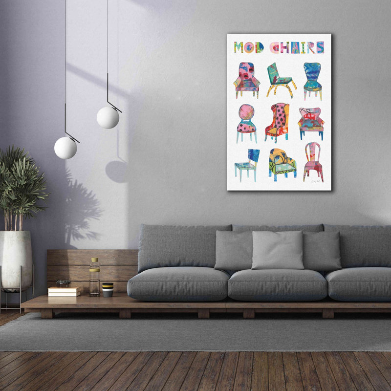 «Norine Mod Chairs Nine Up On Canvas» par Courtney Prahl, reproduction, H 60 po x l 40 po x P 1,5 po