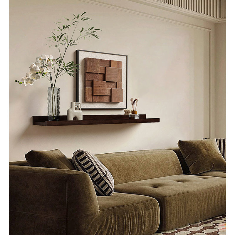 Décoration murale géométrique rétro en bois massif français, H 19,69 po x l 19,69 po x P 2,76 po, Beige/brun