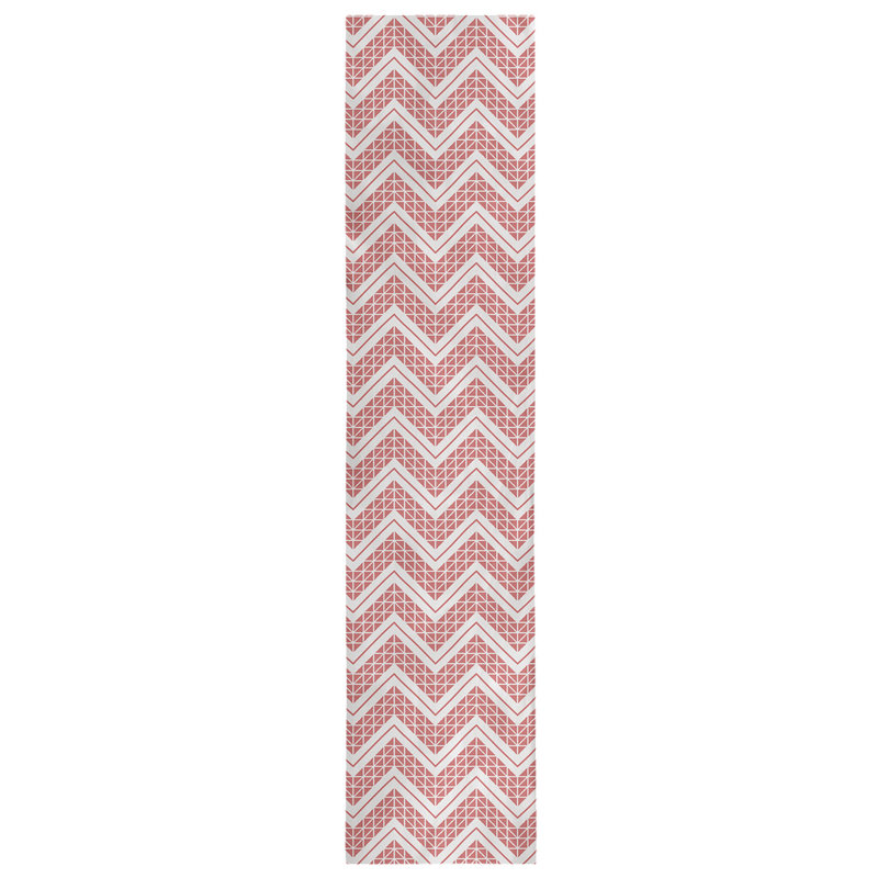 Stephenie Classic Hand Drawn Chevron Table Runner, 16" x 90", Blood Red