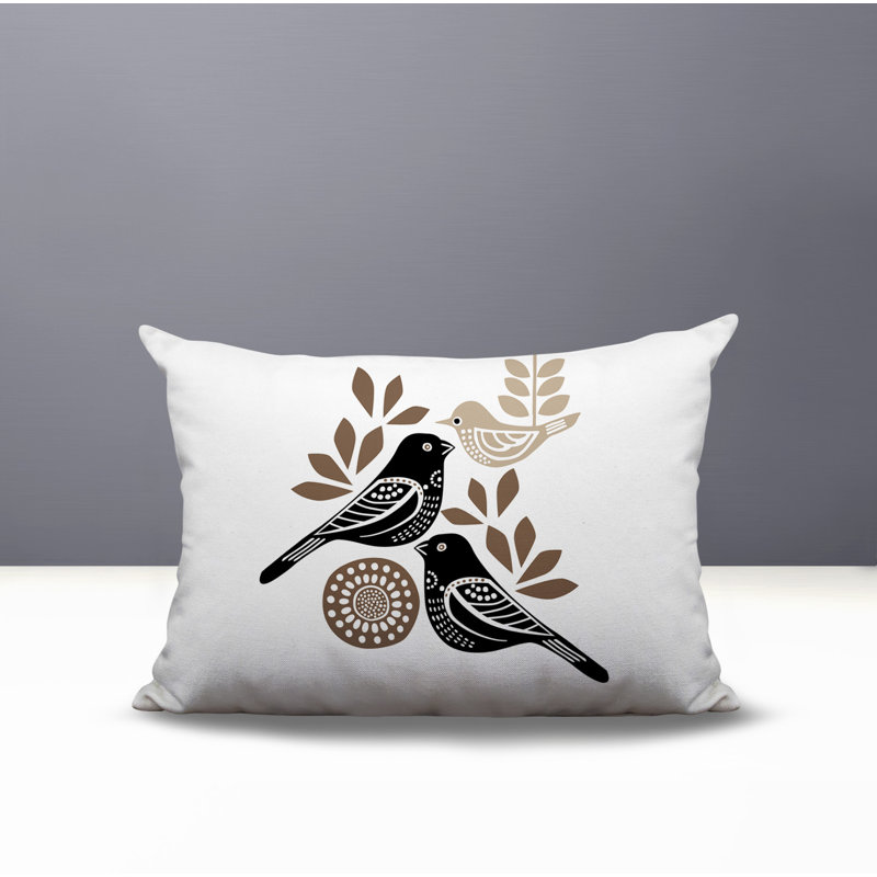 Oreiller rectangulaire réversible intérieur / extérieur Della Bird, Beige, Rectangle H 14 po x l 20 po