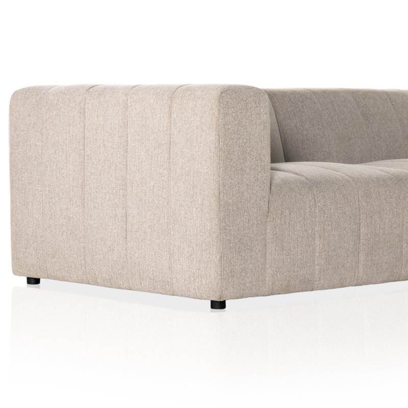 Bowry Upholstered L-Shaped Sectional, Light Gray
