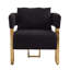 Fauteuil confortable avec pieds carrés dorés - Revêtement en molleton noir pour salon, vestiaire, bureau, salle de réception