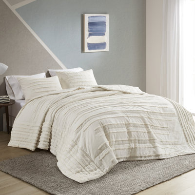 Mercer 100% Cotton 3 Piece Quilt Set with Chenille Trims