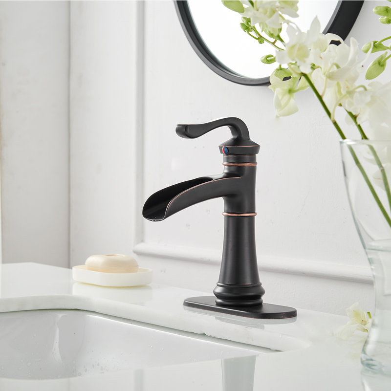 Single-Hole Single-handle Bathroom Faucet with Drain Assembly, Oil Rubber Bronze