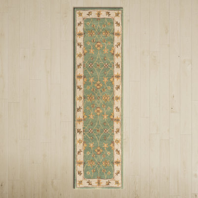 Southshore Green Hand-Woven Oriental Wool Rug