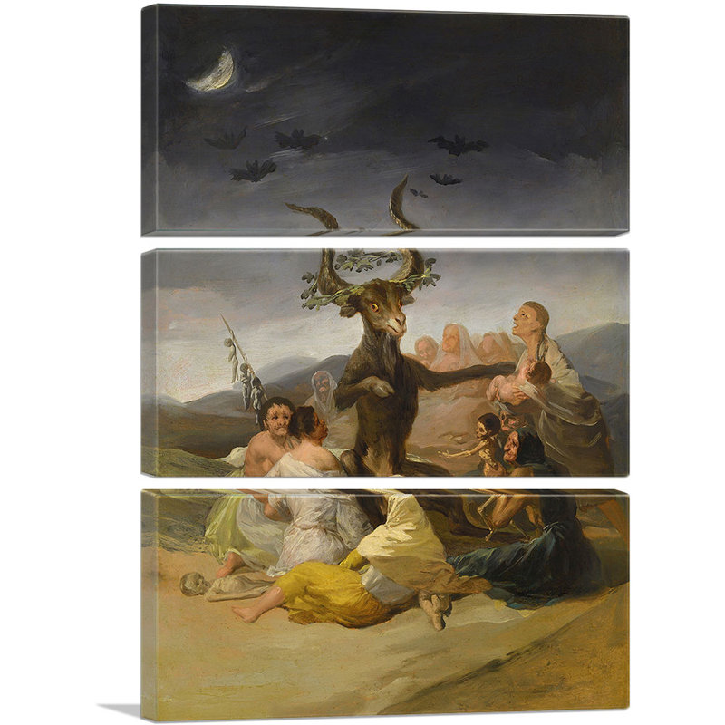 «Witches 'Sabbath 1798» par Francisco Goya, ensemble de 3 reproductions d'art sur toiles tendues