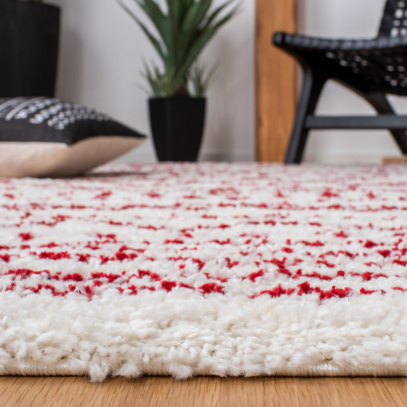 Develin Performance Chevron Rug, Rectangle 9' x 12', Ivory/Red