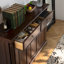 Banc de rangement pour chaussures en bois massif brun noisette