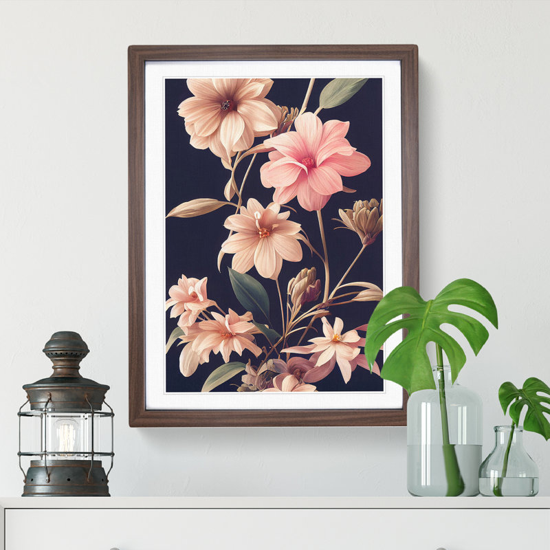 The Classic Flowers No.5 - Single Picture Frame Print, 64cm H x 46cm W x 2cm D, Walnut Framed