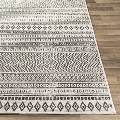 Tapis noir et blanc de style Sud-Ouest pour l'intérieur et l'extérieur Laruth