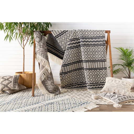 Reni Geometric Wool Blend Reversible Throw Pillow, Polyester/Polyfill, 18"H x 18"W