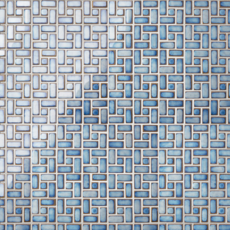 Hudson Spiral 12-5/8 In. X 12-5/8 In. Porcelain Mosaic Tile, Blue
