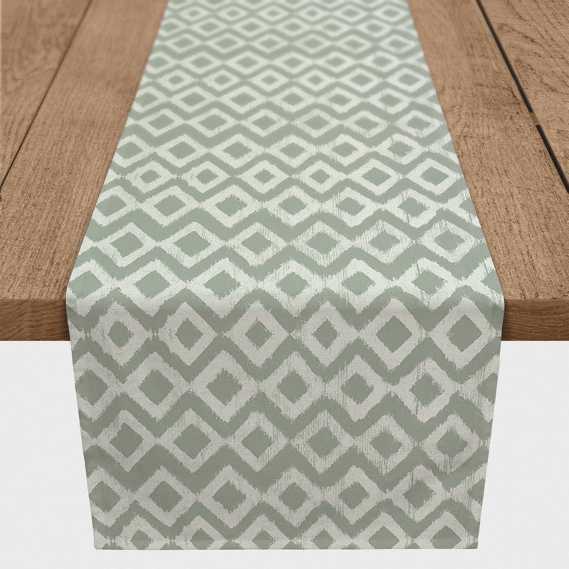 Fonseca Geometric Table Runner, 90" x 16", Green