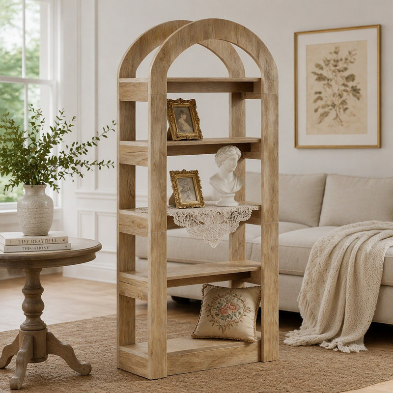 Arched 5-Tier Bookshelf Display Shelf Bookcase