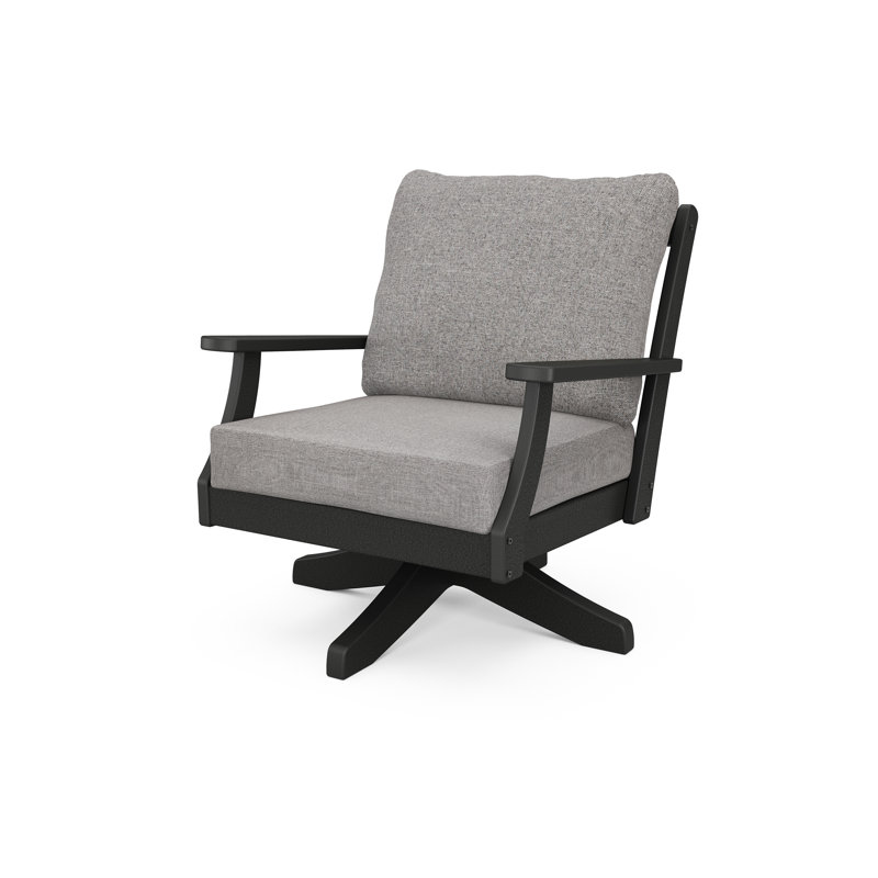 Braxton Deep Seating Swivel Chair, Black, Gray