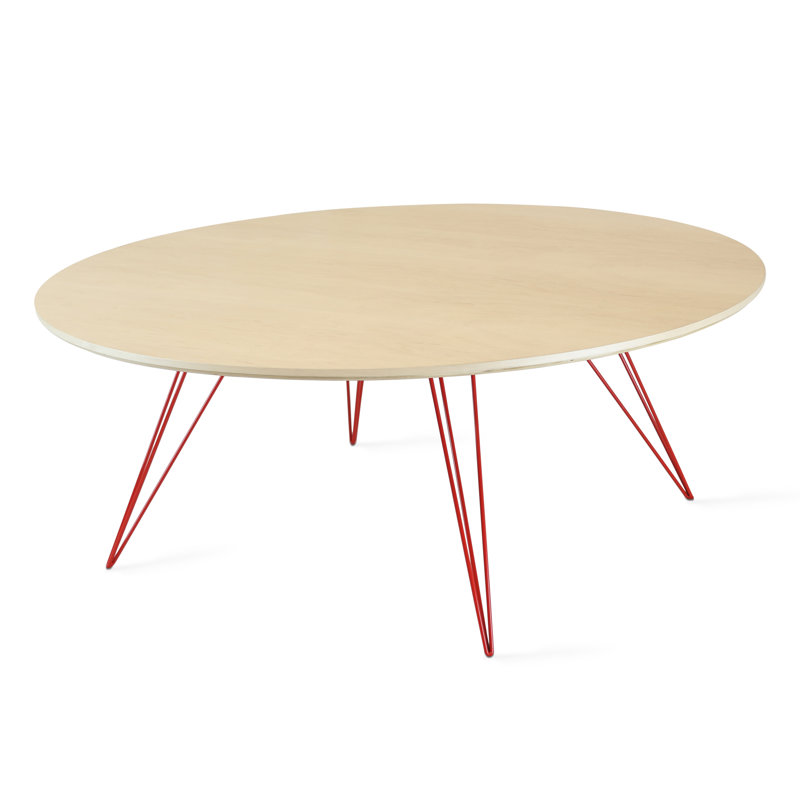 Williams Single Coffee Table, 18" H x 54" W x 46" D, Red, Maple