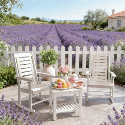 Ensemble de 2 chaises berçantes d'extérieur en PEHD avec dossier et siège à lattes, capacité de 265 lb