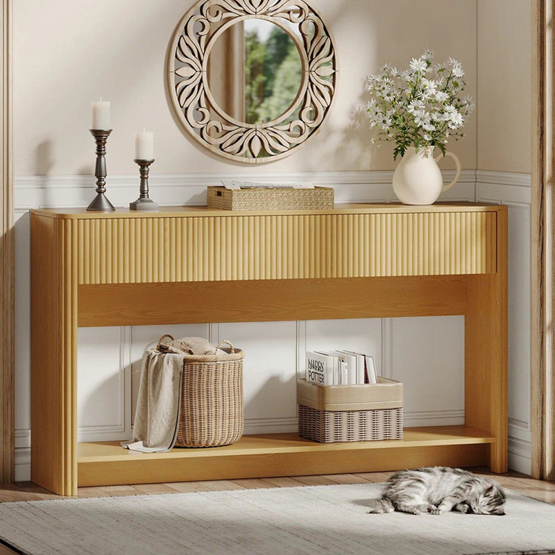 Console américaine de style champêtre rétro, Bois naturel