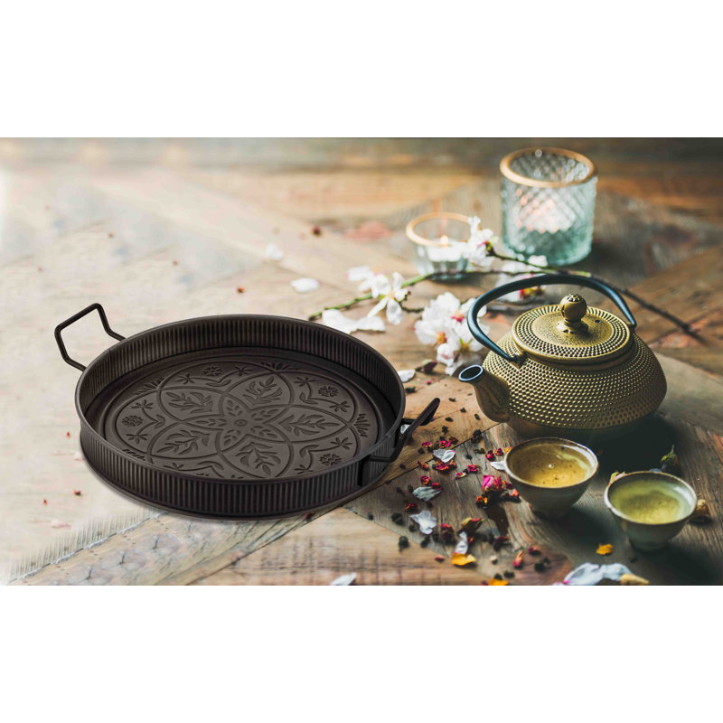 Charol Steel Tray, 5cm H x 47cm W x 37cm D, Black