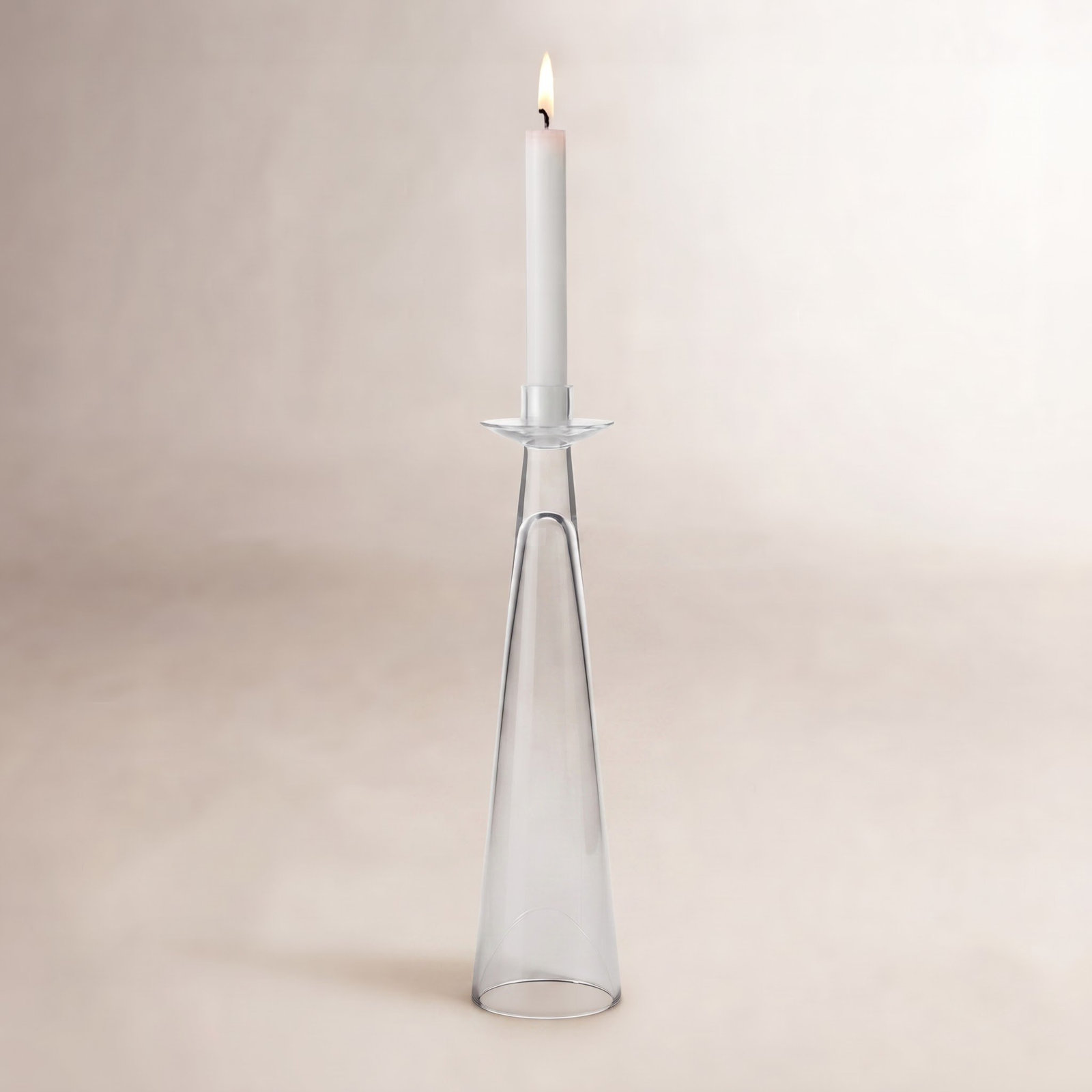 Glass Candlestick Holder, Large