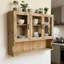 Bois massif + panneau de fibres à densité moyenne fixé au mur 3 tablettes, présentoir à décor moderne pour chambre à coucher, salle de bain, cuisine, salon