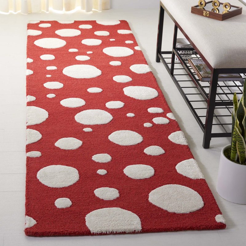 Tapis rouge / ivoire Camey, Tapis de couloir 2 pi 3 po x 8 pi