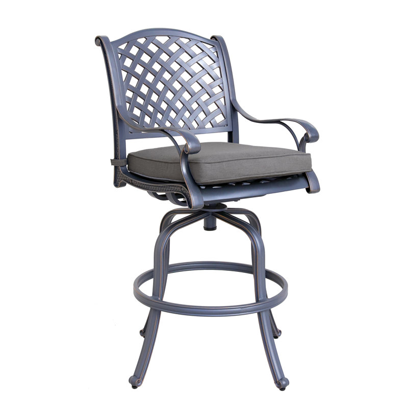 Tabouret de bar 17,55 "avec coussin Jeffcoat, Tissage uni ardoise coulée Sunbrella®, Nuit désertique