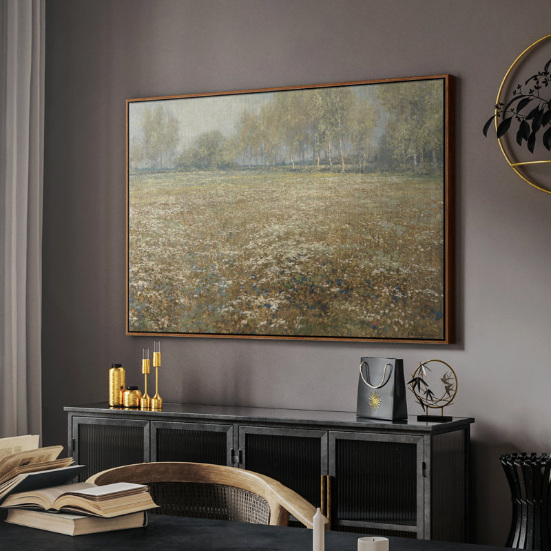 "Vintage Landscape -DXCV" sur toile, Cadre flottant noyer, H 27 po x l 41 po x P 2 po