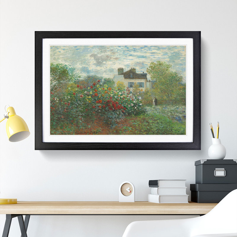 Artists Garden in Argenteuil by Claude Monet - Picture Frame Painting, 27cm H x 36cm W x 2cm D, Black