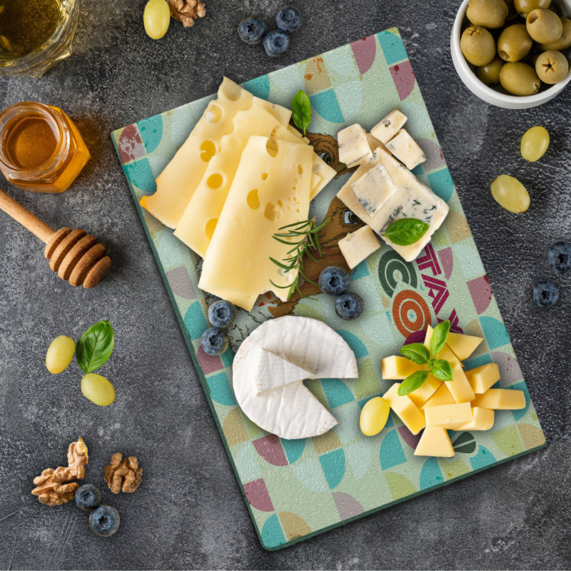 Multicolore planche à découper en verre trempé avec nœud Ambesonne Stay Cool