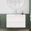 Ensemble de meuble-lavabo 31,5 pouces avec lavabo, armoire avec 2 grands tiroirs, système de fermeture en douceur, 2 grands tiroirs, conception sans poignée, assemblage facile, brillant