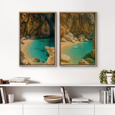 Art mural abstrait, ensemble de 2 reproductions d'art encadrées sur toile