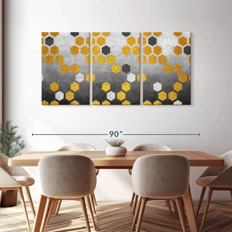 «Abstract Geometric Hexagons», reproduction d'art sur toile, H 39 po x l 80 po x P 1,25 po