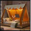 Lit simple avec tente et lit clair brun-364568760-364568765