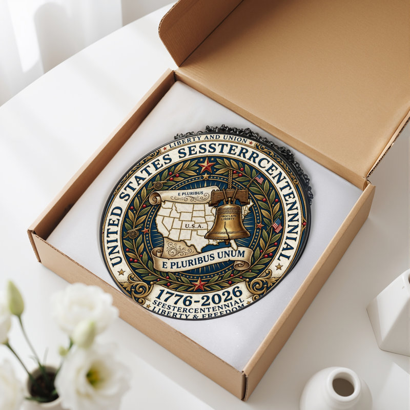 Panneau de fenêtre en verre pour décoration intérieure H 12 "United States USA 250th Anniversary, H 12 po